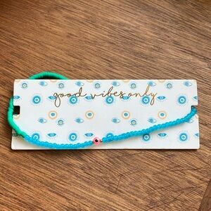 Francesca's‎ Blue Glass Beaded Evil Eye Necklace NWT